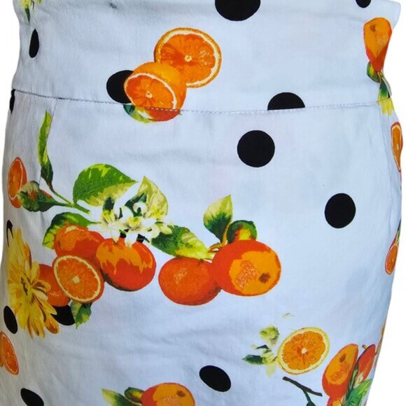 Zac & Rachel Orange Print Polka dot White Skort. size 10 - Picture 6 of 8